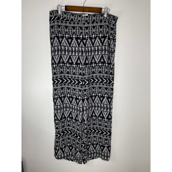 B Design pants women's large slacks soft wide legged pull on black graphic print - Picture 10 of 13